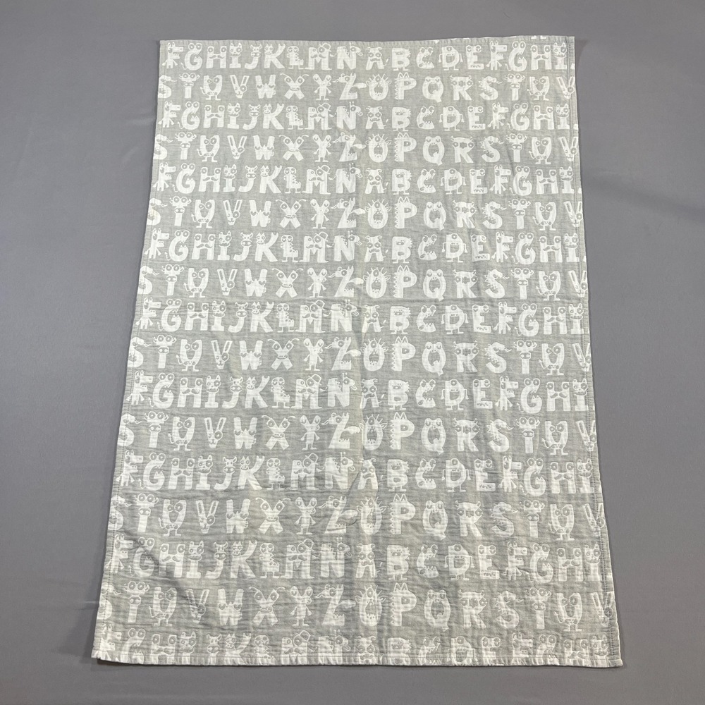 Peacock Alley Jacquard Baby Blanket Gray Cotton Alphabet Monster Printed Luxury